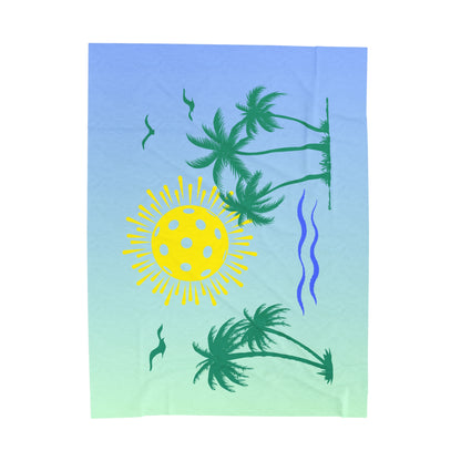 Plush Blanket - Pickleball Design, Small to Extra Large sizes - Gift for Home | modern beach pickleball style