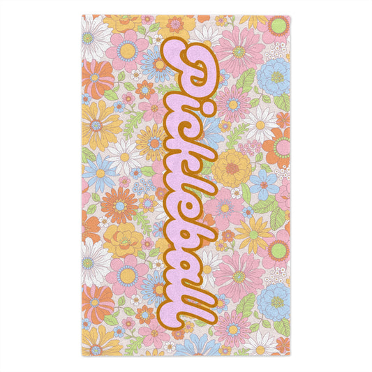 Floral Pickleballs Towel - pickleball player sports rally kitchen bathroom towel