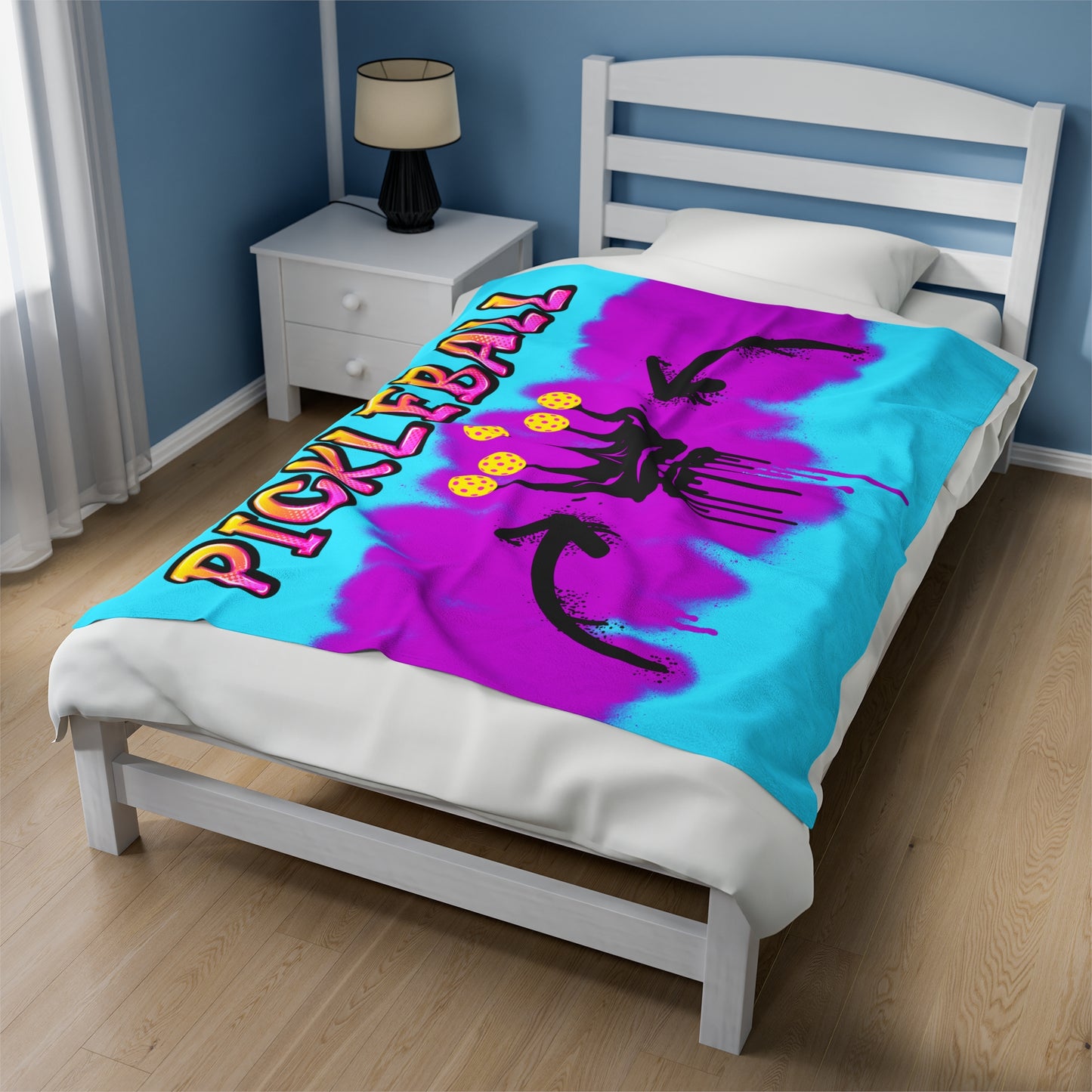 Plush Blanket - Pickleball Design, Small to Extra Large sizes - Gift for Home | graphic graffiti style