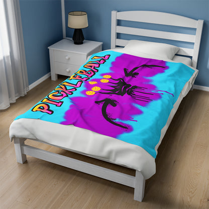 Plush Blanket - Pickleball Design, Small to Extra Large sizes - Gift for Home | graphic graffiti style