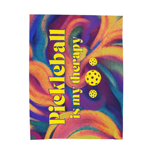 Plush Blanket - Pickleball Design, Small to Extra Large sizes - Gift for Home | Pickleball is my therapy multi color style