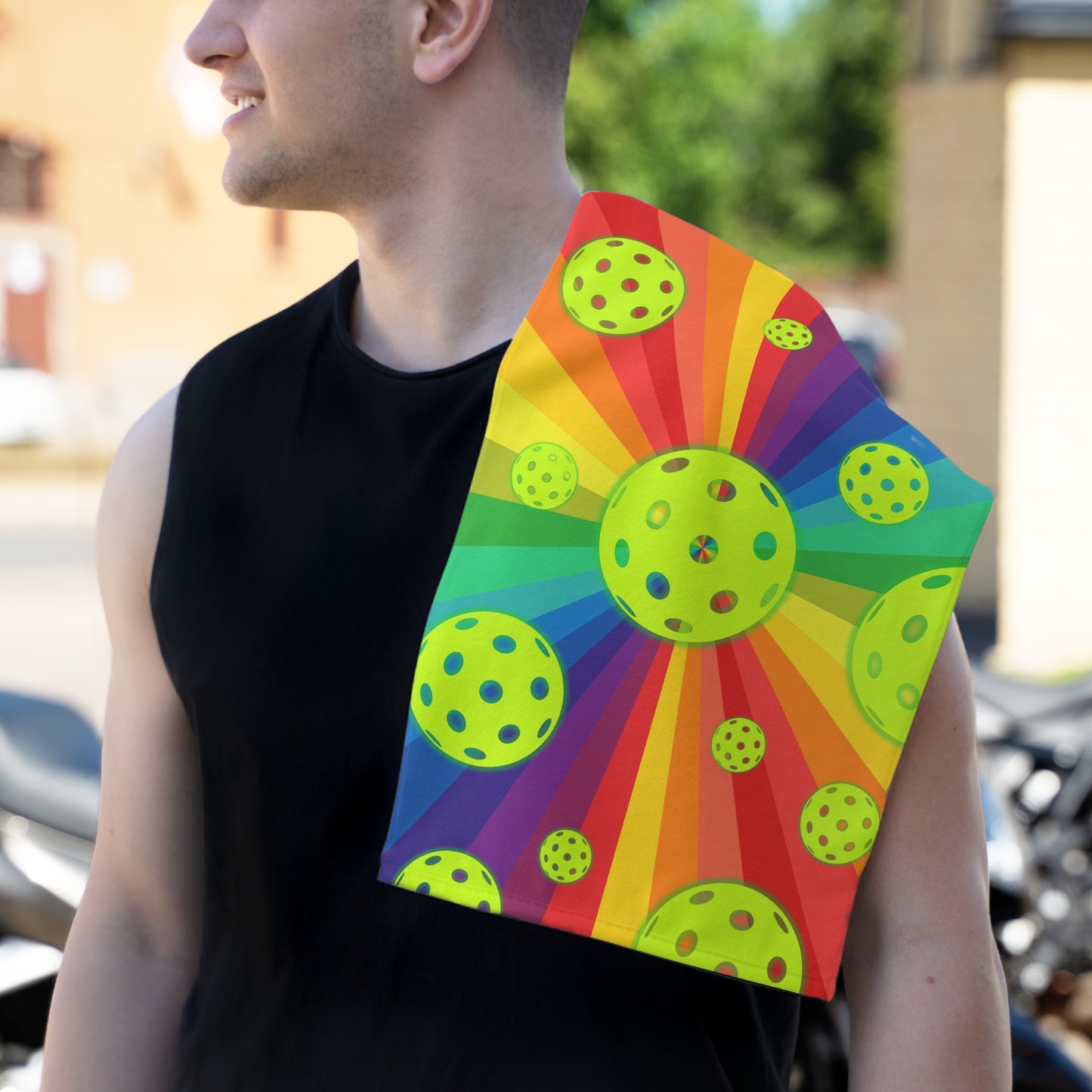 Pride Galaxy Pickleball Towel - pickleball player sports rally kitchen bathroom towel