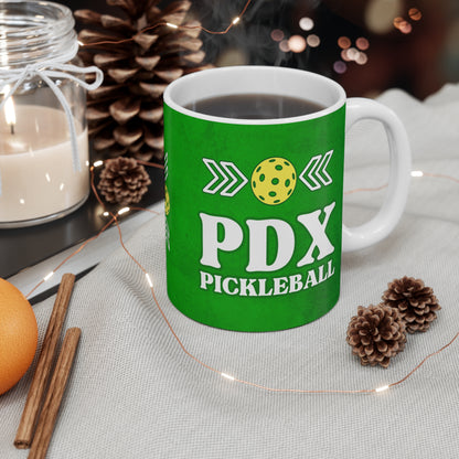 PDX Pickleball Yellow and Green Mug  - Pickleballer Mug with Yellow ball cup