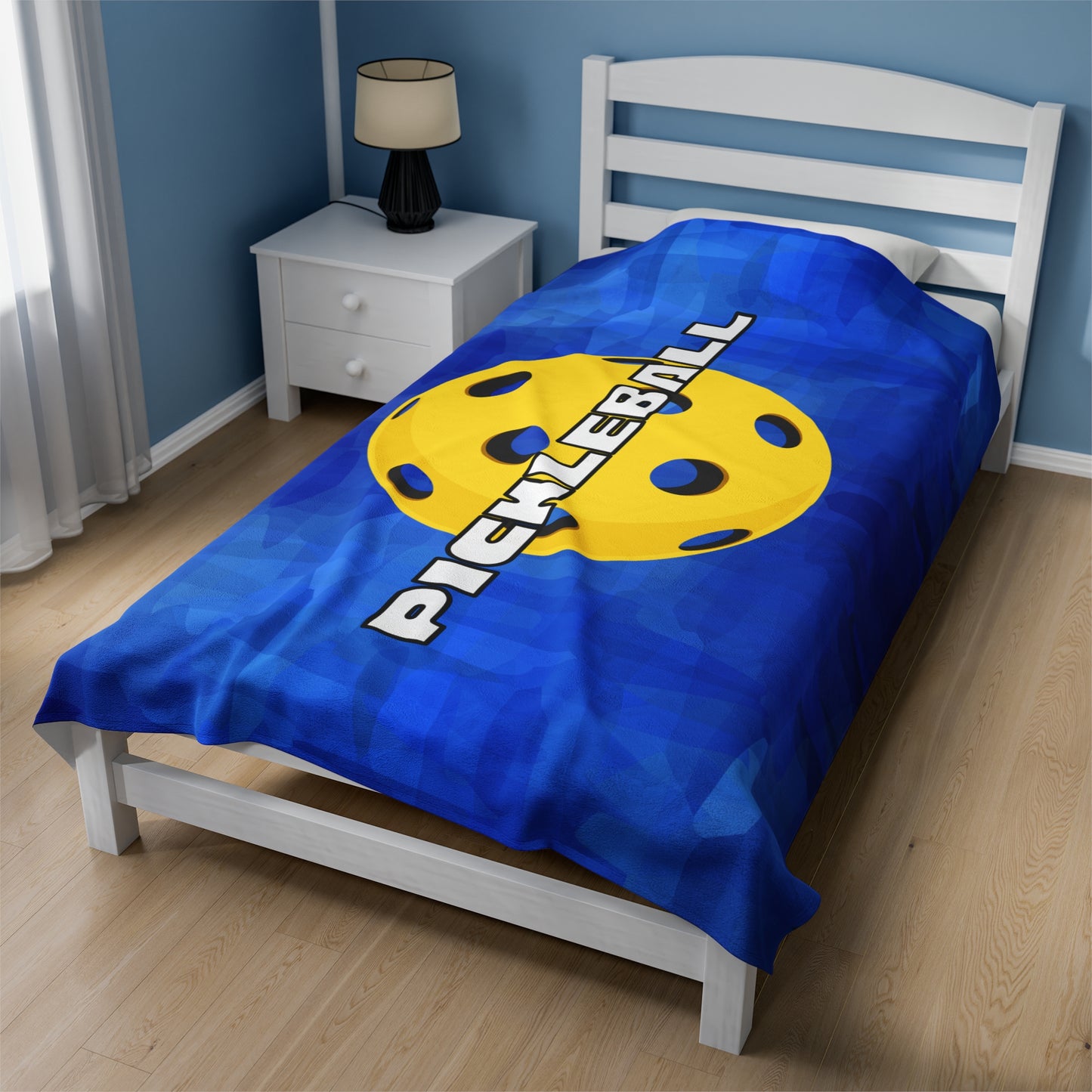 Plush Blanket - Pickleball Design, Small to Extra Large sizes - Gift for Home | blue layered balls style