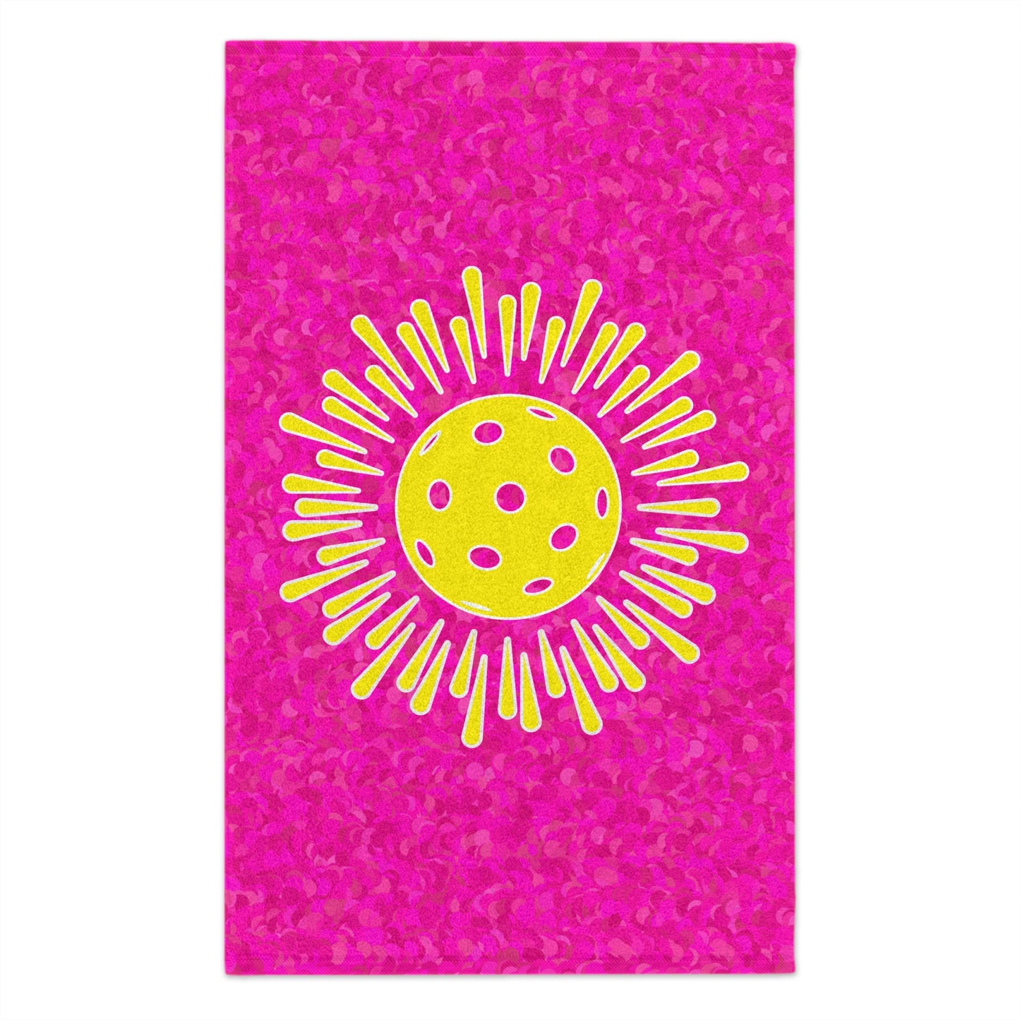 Pickleball Burst Pink Towel - pickleball player sports rally kitchen bathroom towel