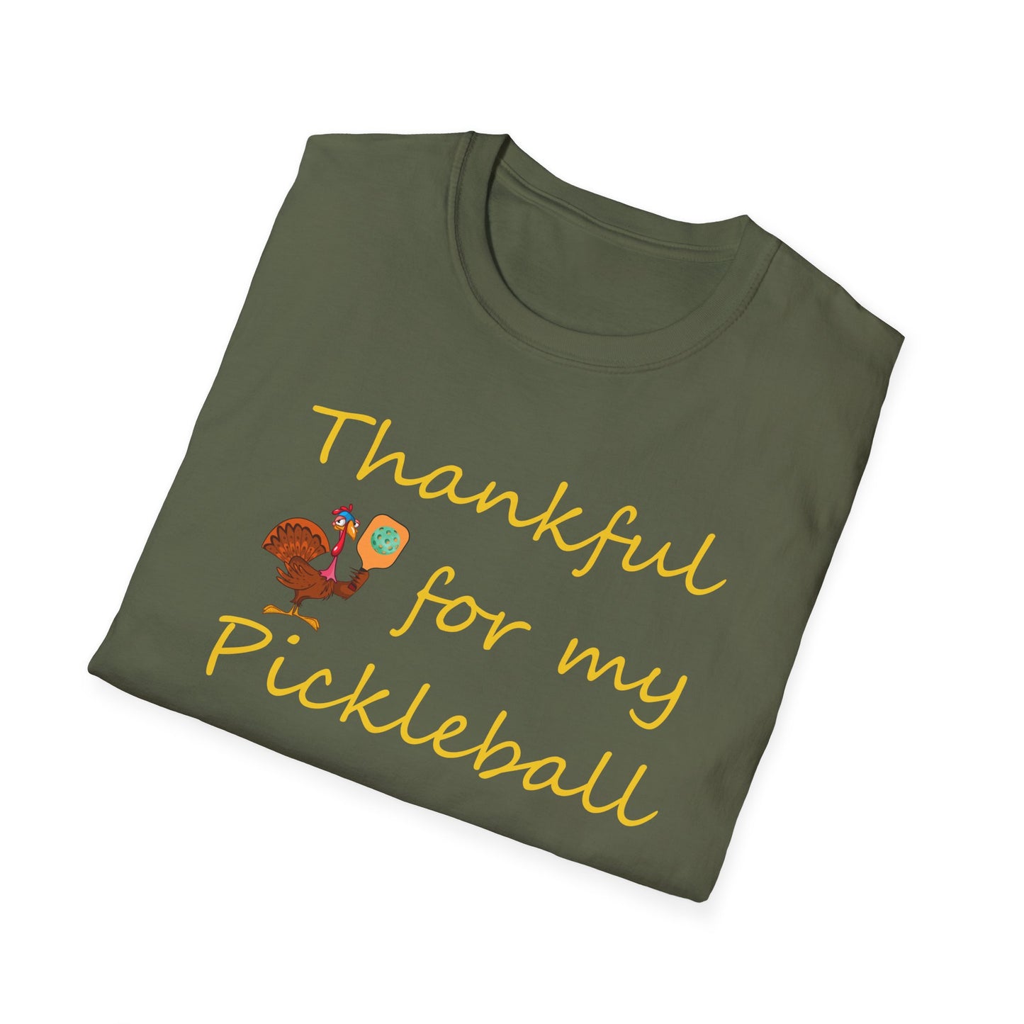 Thanksgiving Pickleball Player Unisex Softstyle T-Shirt, Turkey Day Tee, Gift for Pickleball Lover, Pickleball Thanksgiving Apparel