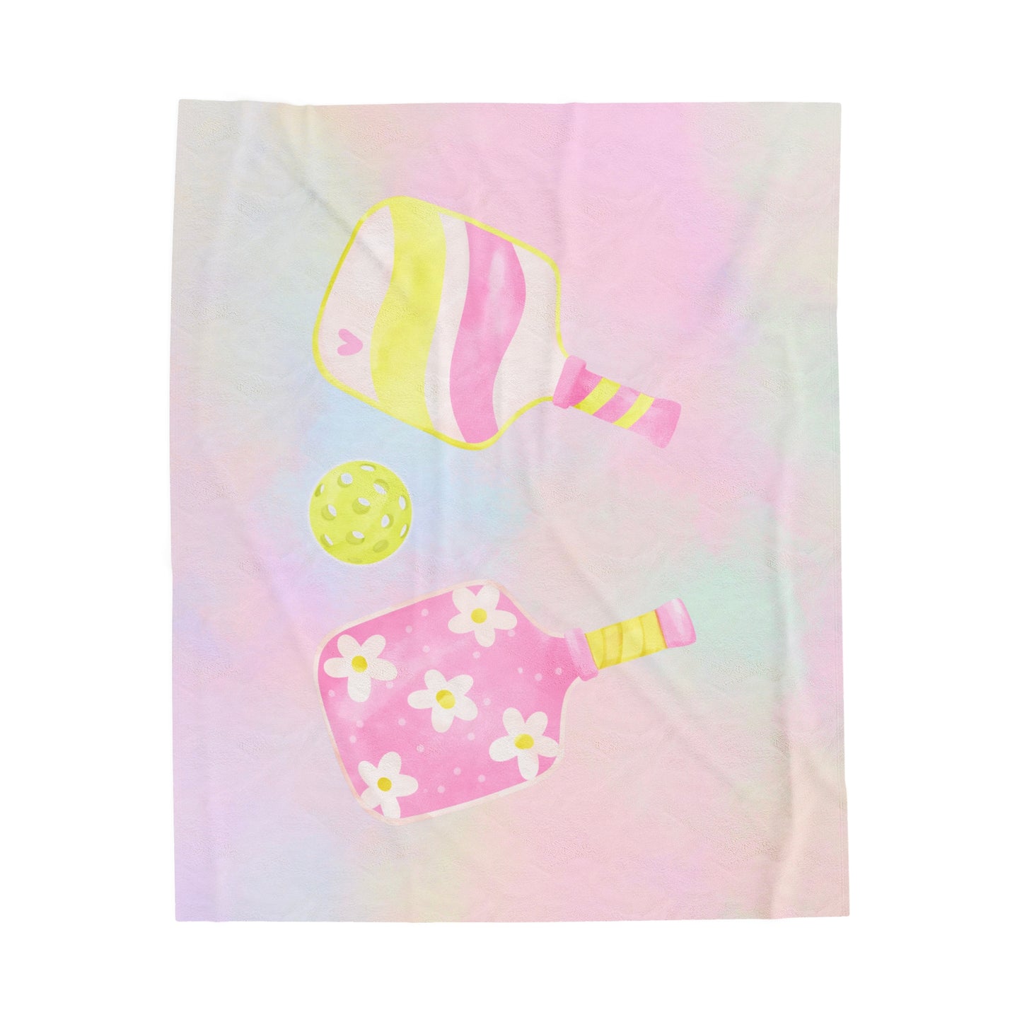 Plush Blanket - Pickleball Design, Small to Extra Large sizes - Gift for Home | pastel pickleball paddle style