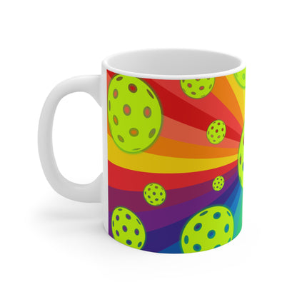 Pride Pickleballs in Space Coffee Mug - Pickleball ceramic cup mug