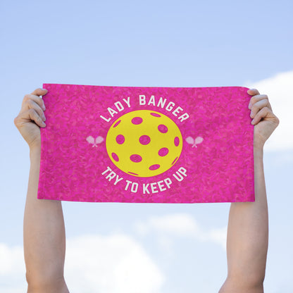 Pickleball Lady Banger Towel - pickleball player sports rally kitchen bathroom towel