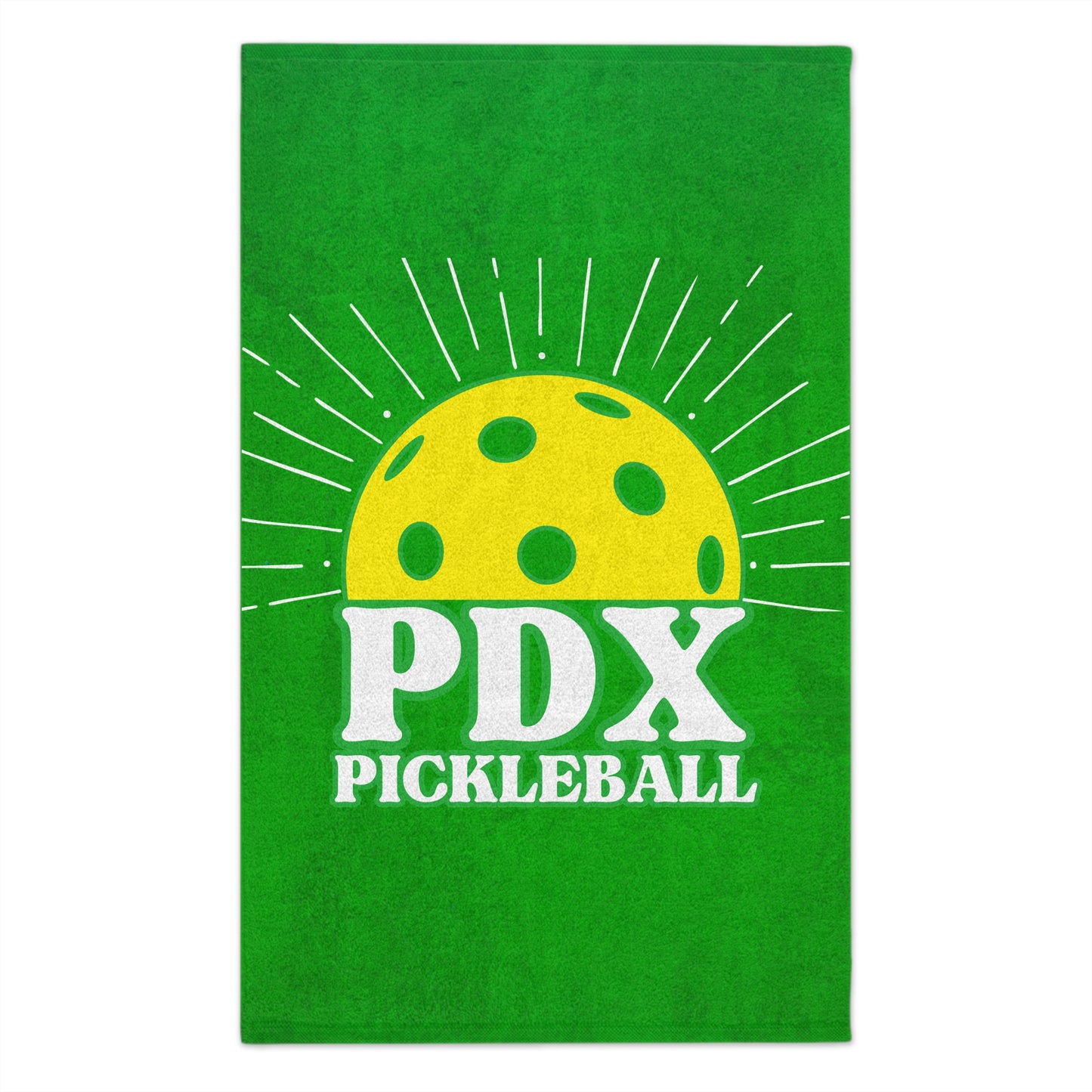 Sunrise Green PDX Pickleball Towel - Portland Oregon pickleball player sports rally kitchen bathroom towel