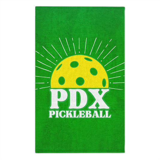 Sunrise Green PDX Pickleball Towel - Portland Oregon pickleball player sports rally kitchen bathroom towel