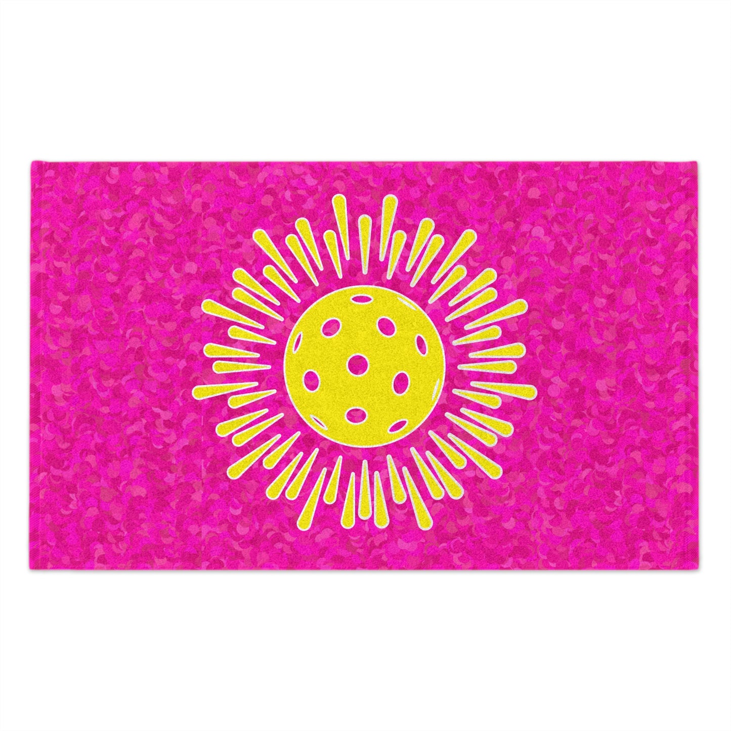 Pickleball Burst Pink Towel - pickleball player sports rally kitchen bathroom towel
