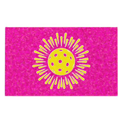 Pickleball Burst Pink Towel - pickleball player sports rally kitchen bathroom towel