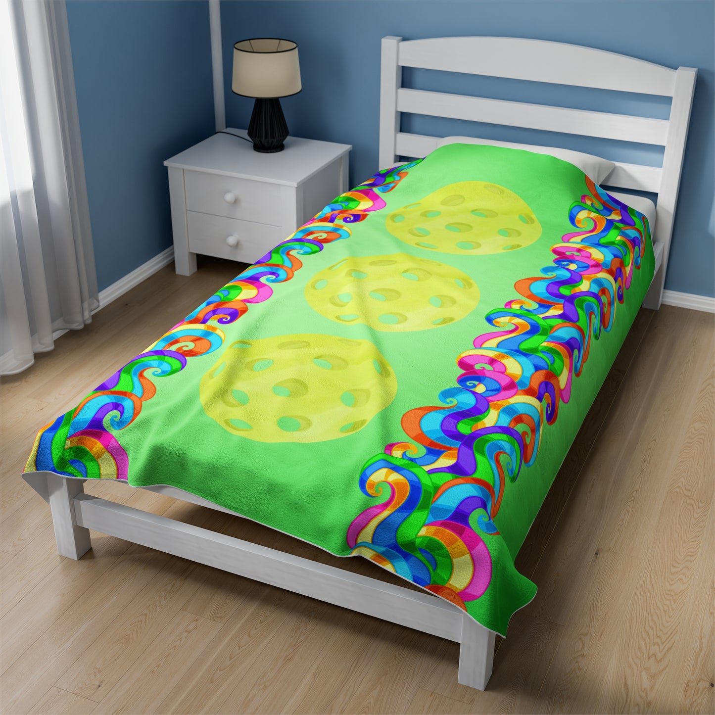 Plush Blanket - Pickleball Design, Small to Extra Large sizes - Gift for Home | green swirl