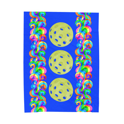 Plush Blanket - Pickleball Design, Small to Extra Large sizes - Gift for Home | Blue Swirl
