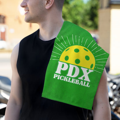 Sunrise Green PDX Pickleball Towel - Portland Oregon pickleball player sports rally kitchen bathroom towel