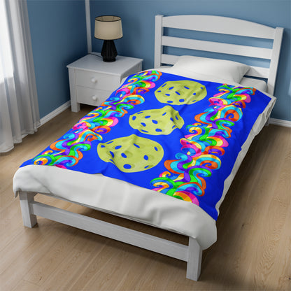 Plush Blanket - Pickleball Design, Small to Extra Large sizes - Gift for Home | Blue Swirl