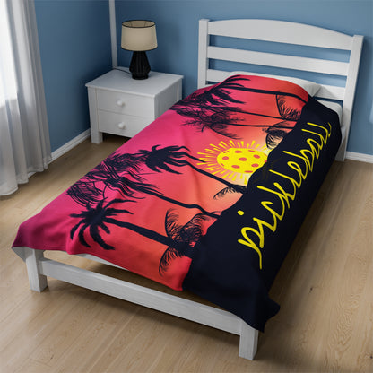 Plush Blanket - Pickleball Design, Small to Extra Large sizes - Gift for Home | beach pickleball style