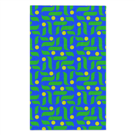 Contemporary Blue/Green PickleballTowel - pickleball player sports rally kitchen bathroom towel