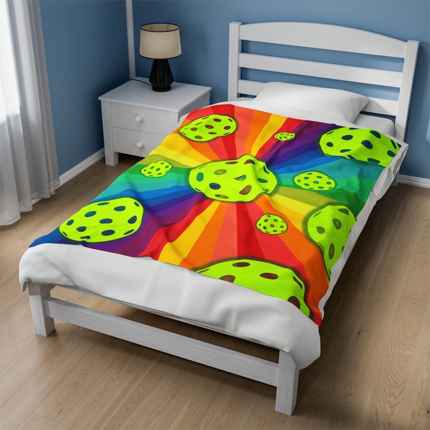 Plush Blanket - Pickleball Design, Small to Extra Large sizes - Gift for Home | rainbow pride pickleball style