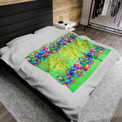 Plush Blanket - Pickleball Design, Small to Extra Large sizes - Gift for Home | green swirl
