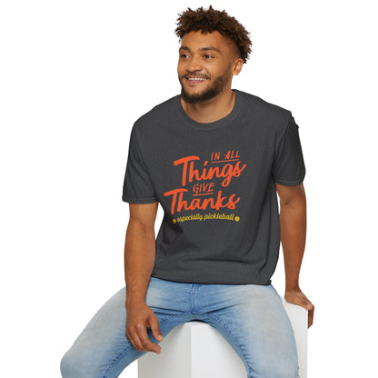 Thanksgiving Gratitude Pickleball T-Shirt, Unisex Tee, Shirt for Men Women, Fall Season Top, Sporty Gift