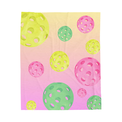 Plush Blanket - Pickleball Design, Small to Extra Large sizes - Gift for Home | floating pastel balls style