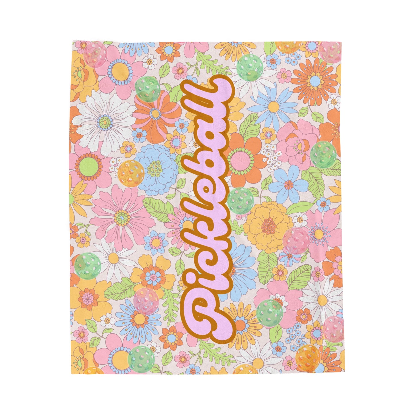 Plush Blanket - Pickleball Design, Small to Extra Large sizes - Gift for Home | floral pickleball style