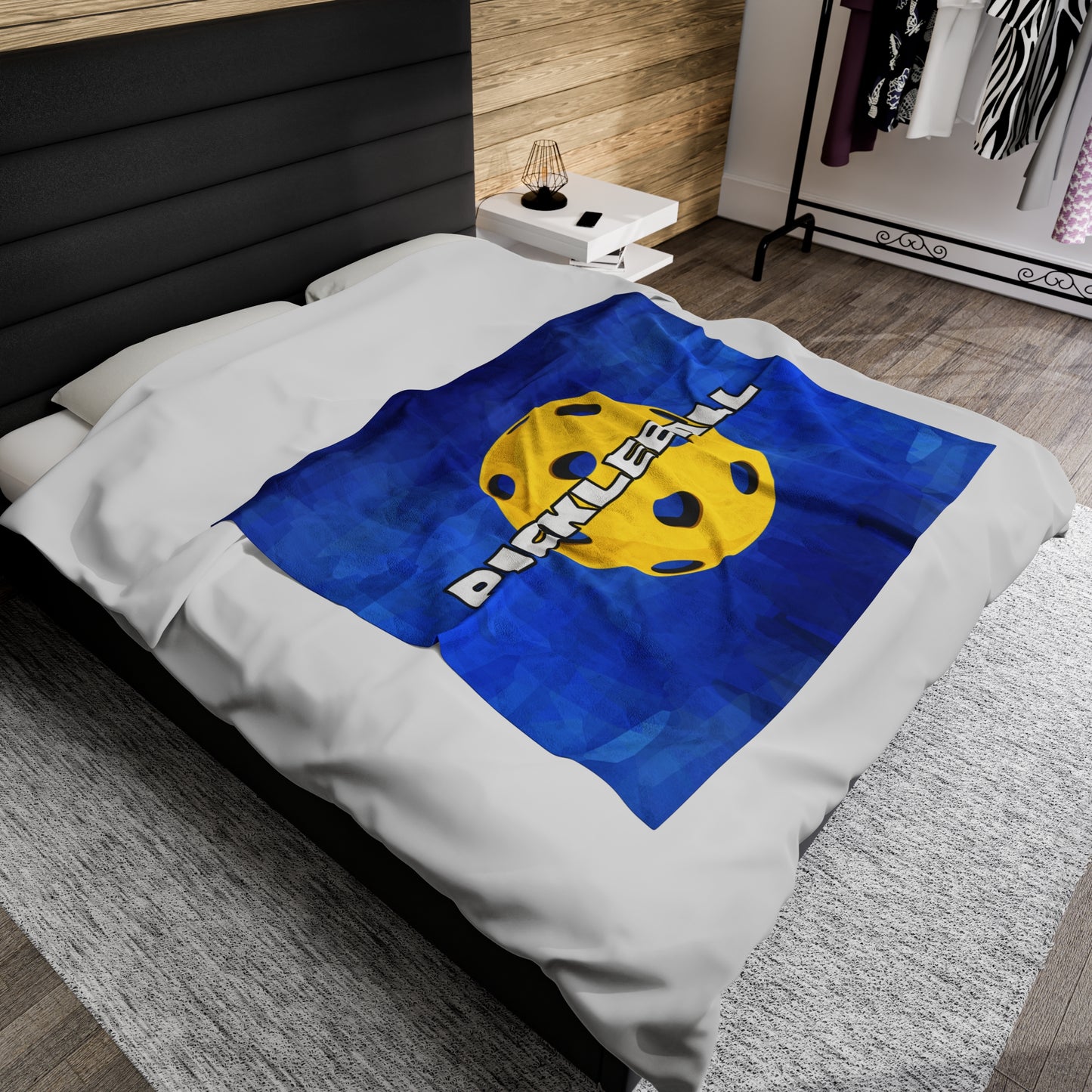 Plush Blanket - Pickleball Design, Small to Extra Large sizes - Gift for Home | blue layered balls style