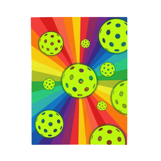 Plush Blanket - Pickleball Design, Small to Extra Large sizes - Gift for Home | rainbow pride pickleball style