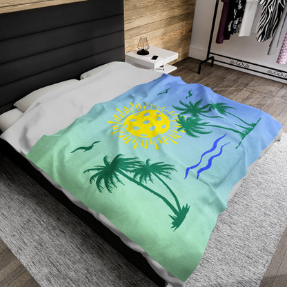 Plush Blanket - Pickleball Design, Small to Extra Large sizes - Gift for Home | modern beach pickleball style