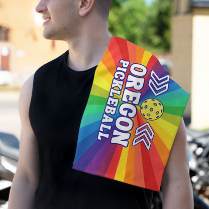 Oregon Pride Banger Pickleball Rally Towel - courts, kitchen, bathroom towel for Pickleball player