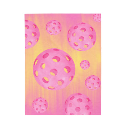 Plush Blanket - Pickleball Design, Small to  Extra Large sizes - Gift for Home | floating pink balls style