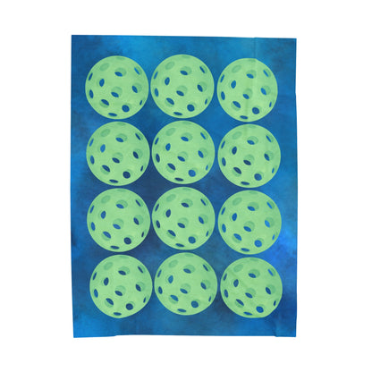 Plush Blanket - Pickleball Design, Small to Extra Large sizes - Gift for Home | green layered balls style