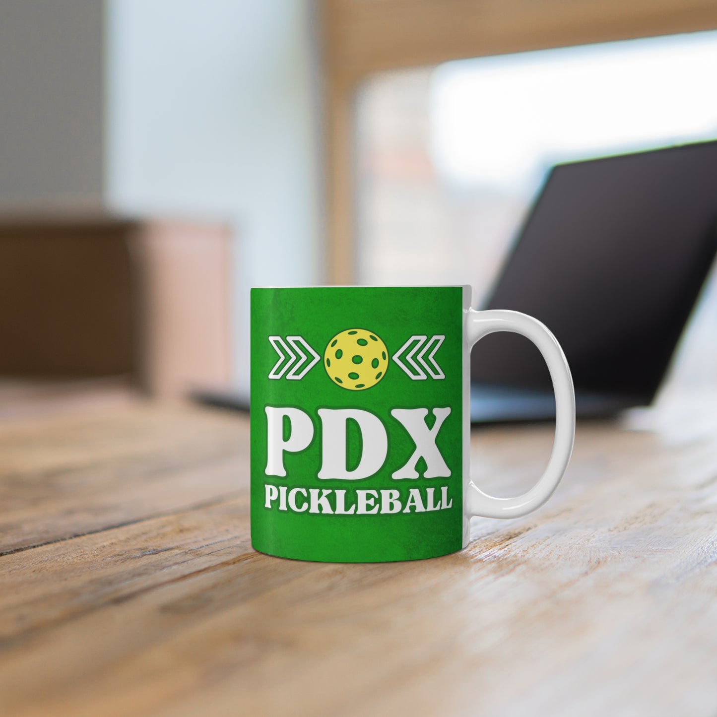 PDX Pickleball Yellow and Green Mug  - Pickleballer Mug with Yellow ball cup