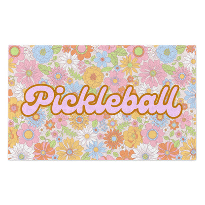 Floral Pickleballs Towel - pickleball player sports rally kitchen bathroom towel