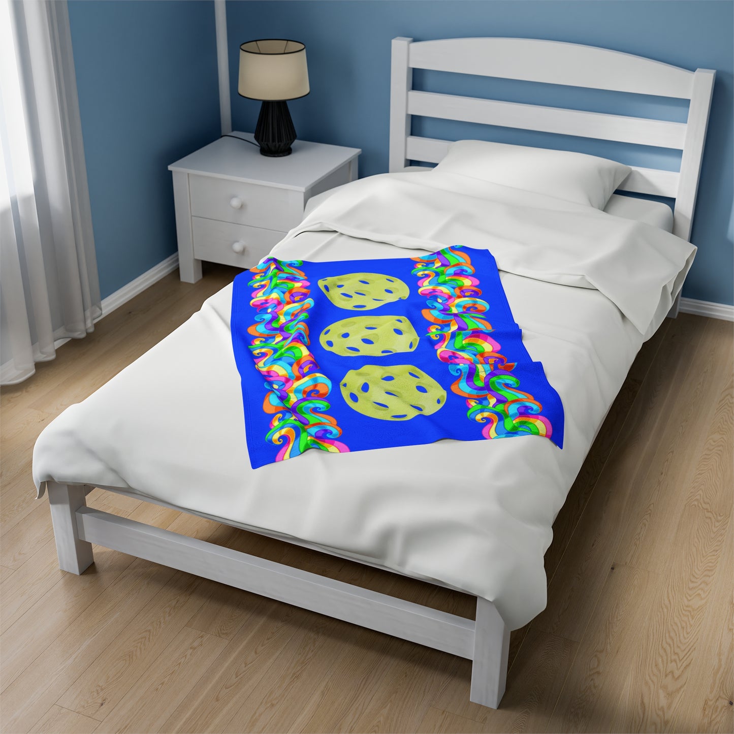 Plush Blanket - Pickleball Design, Small to Extra Large sizes - Gift for Home | Blue Swirl