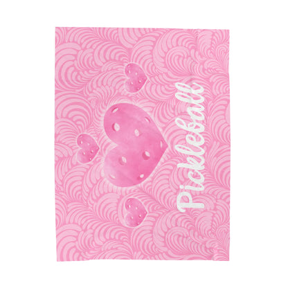 Plush Blanket - Pickleball Design, Small to Extra Large sizes - Gift for Home | pink heart pickleball style