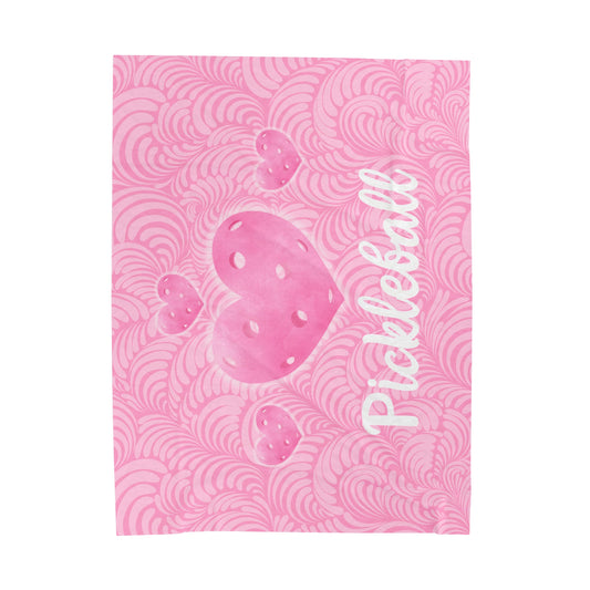 Plush Blanket - Pickleball Design, Small to Extra Large sizes - Gift for Home | pink heart pickleball style
