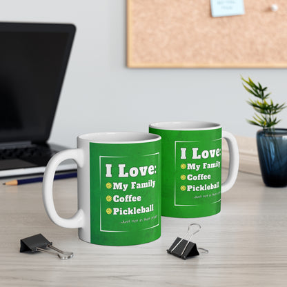 I Love Family, Coffee and Pickleball Mug - Pickleballer coffee mug cup