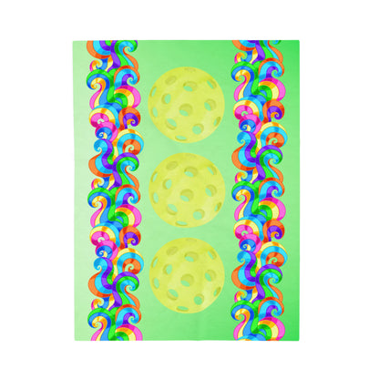Plush Blanket - Pickleball Design, Small to Extra Large sizes - Gift for Home | green swirl