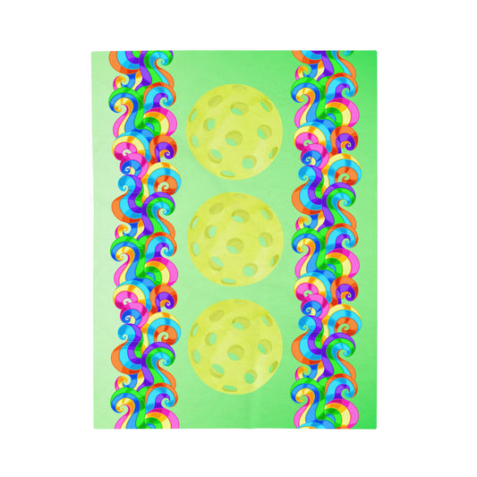 Plush Blanket - Pickleball Design, Small to Extra Large sizes - Gift for Home | green swirl