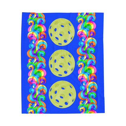 Plush Blanket - Pickleball Design, Small to Extra Large sizes - Gift for Home | Blue Swirl
