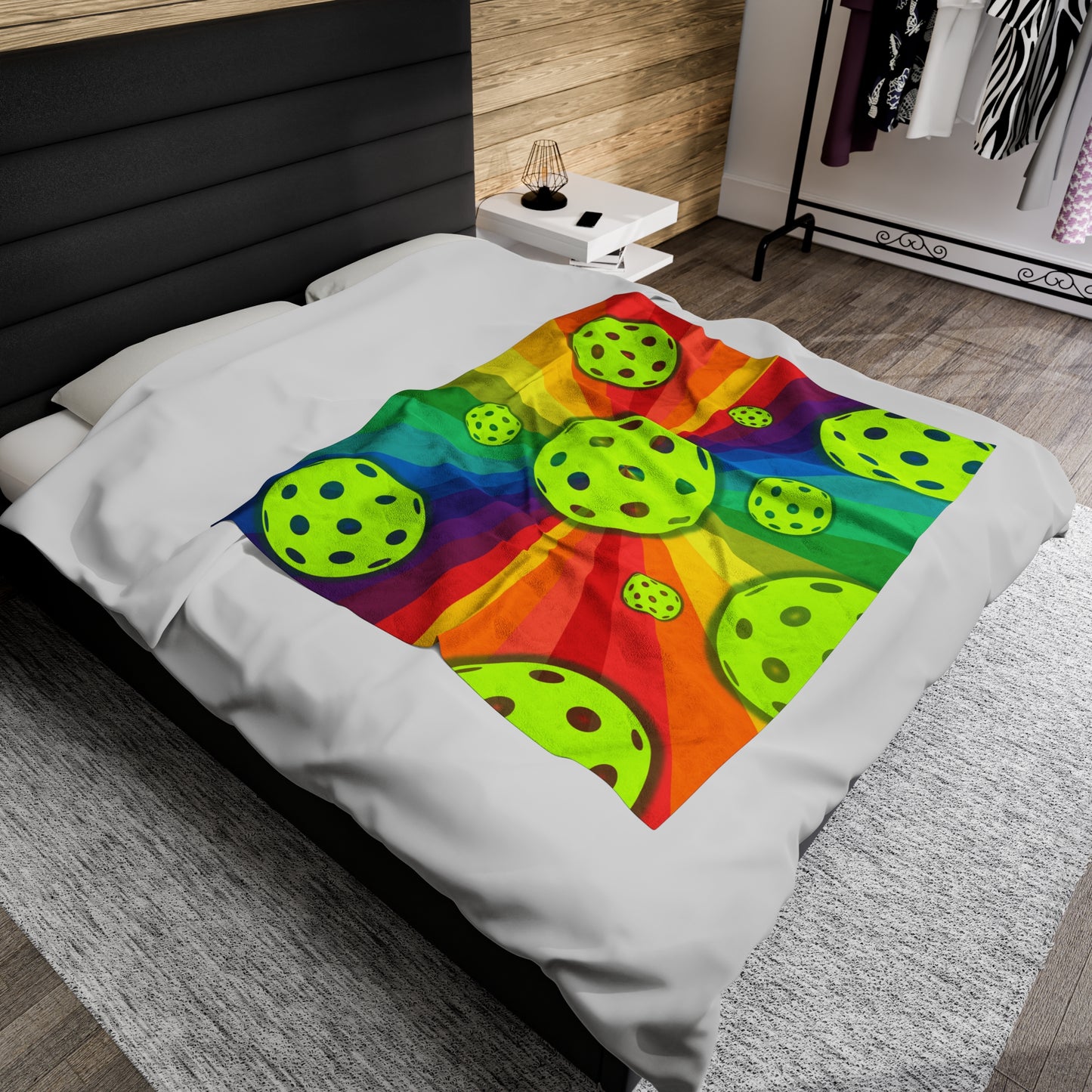 Plush Blanket - Pickleball Design, Small to Extra Large sizes - Gift for Home | rainbow pride pickleball style