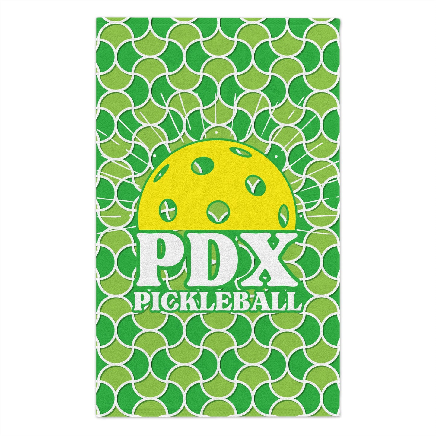 Sunrise Pattern PDX Pickleball Towel - Portland Oregon pickleball player sports rally kitchen bathroom towel