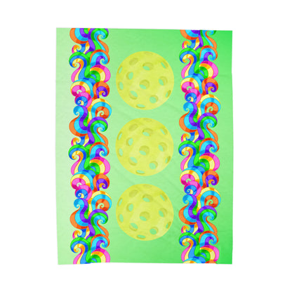 Plush Blanket - Pickleball Design, Small to Extra Large sizes - Gift for Home | green swirl