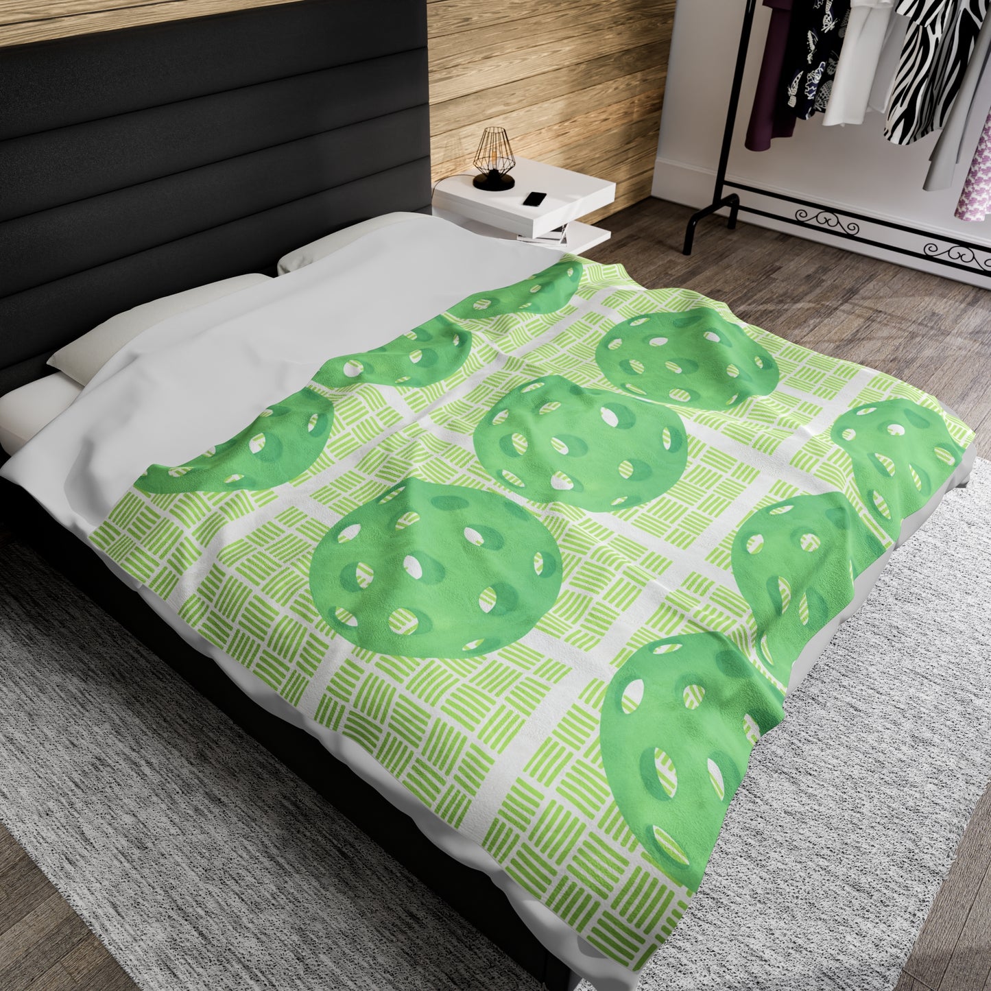 Plush Blanket - Pickleball Design, Small to Extra Large sizes - Gift for Home | green plaid style