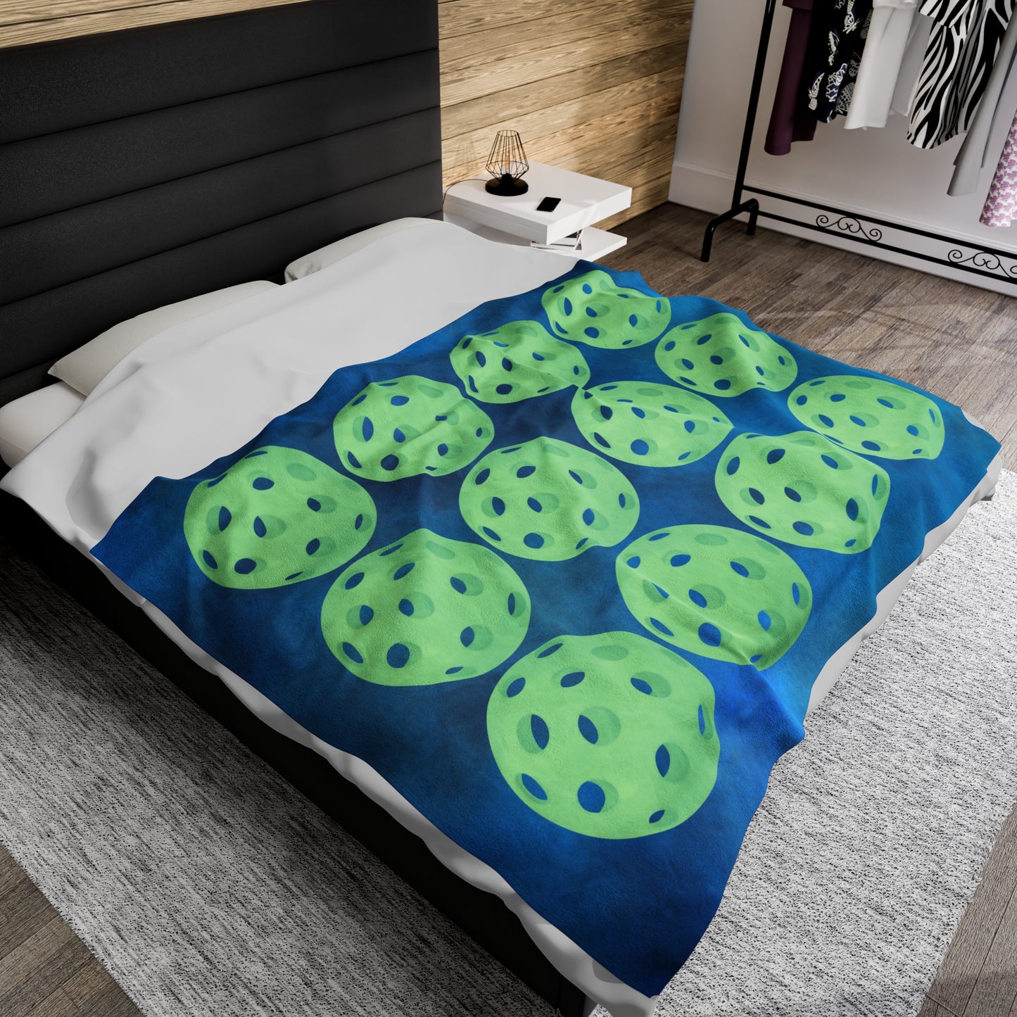 Plush Blanket - Pickleball Design, Small to Extra Large sizes - Gift for Home | green layered balls style