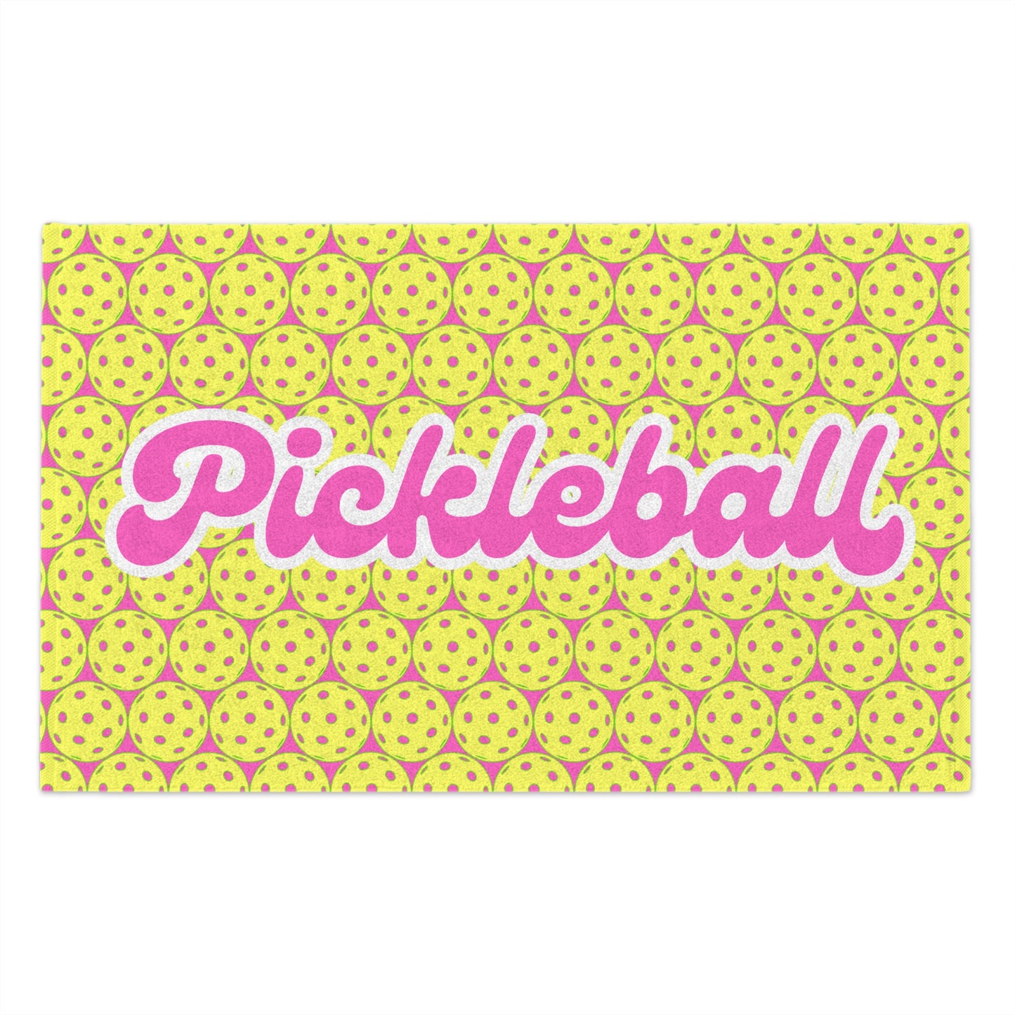 Pink Pickleballs Towel - pickleball player sports rally kitchen bathroom towel