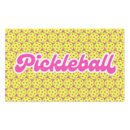 Pink Pickleballs Towel - pickleball player sports rally kitchen bathroom towel